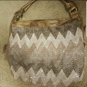 Big Buddha Bag - vegan gold Chevron purse